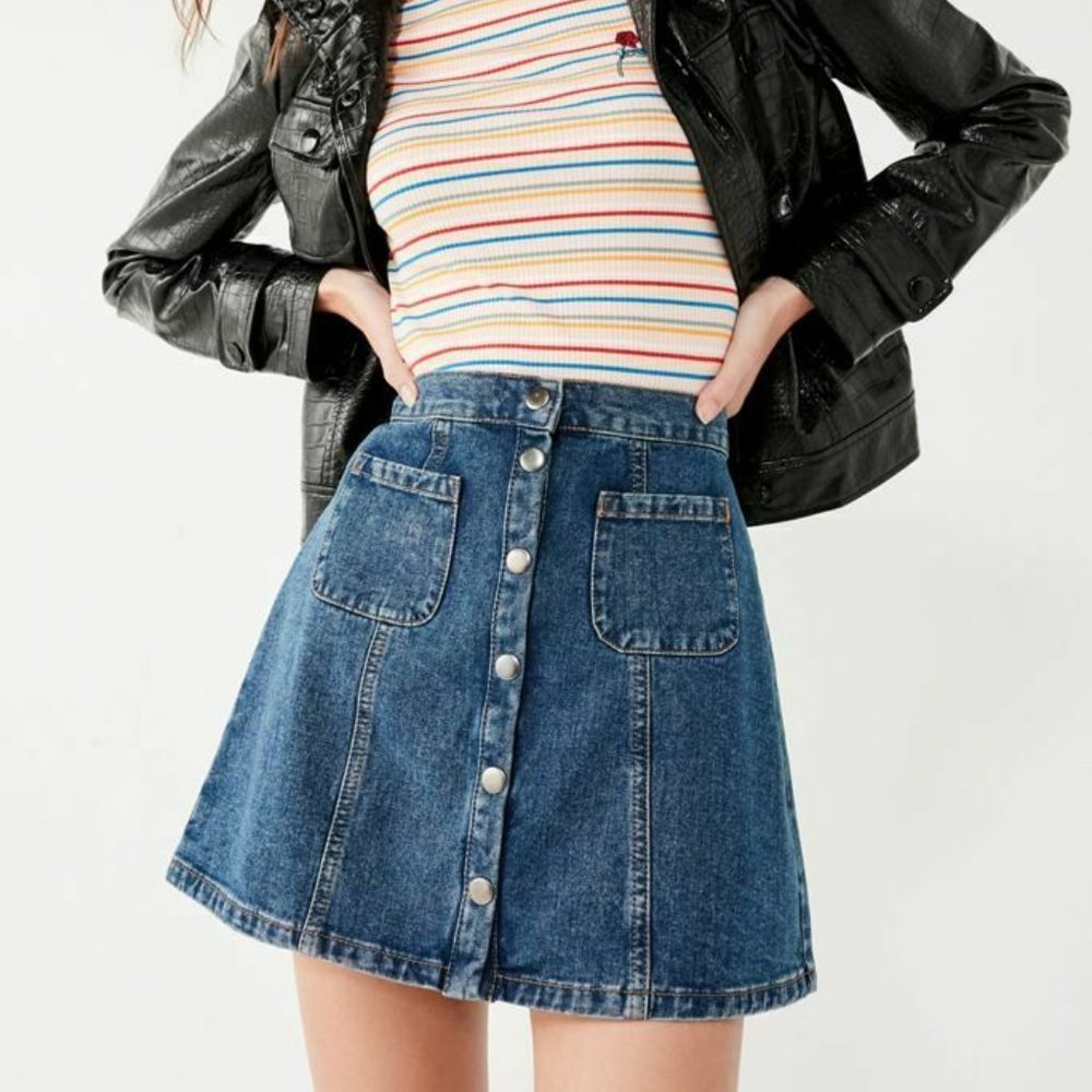 Urban Outfitters BDG Denim Jean Snap Front Skirt